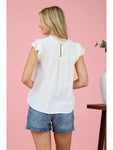 Short Ruffle Sleeve Blouse || White