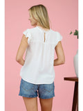 Short Ruffle Sleeve Blouse || White