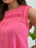 Sleeveless Lace Edge Top || Light Fuchsia