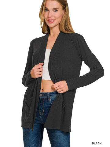 Slouchy Lightweight Cardigan || Black