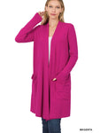 Slouchy Pocket Open Cardigan || Magenta