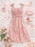 Smocked Top Midi Dress || Pink