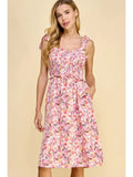 Smocked Top Midi Dress || Pink