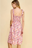 Smocked Top Midi Dress || Pink