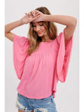 Smocking Ruffle Top || Barbie Pink
