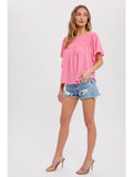 Smocking Ruffle Top || Barbie Pink