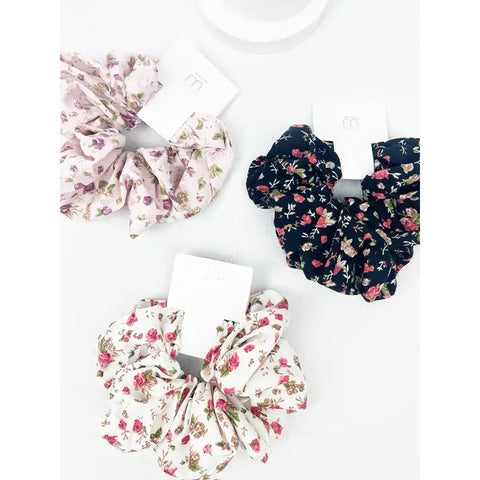 Soft Ditsy Floral Print Scrunchie