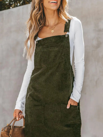 Corduroy Overall Dress || Vineyard Green