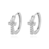 Sparkle Cross Hoop Earrings