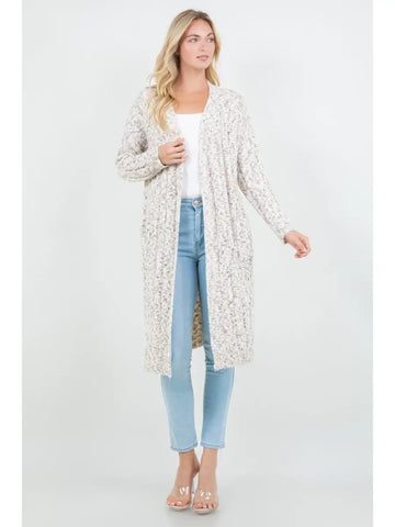 Speckled Cable Knit Cardi || Taupe