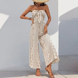 Strapless Tie Jumpsuit || Apricot