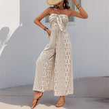 Strapless Tie Jumpsuit || Apricot
