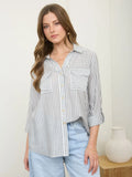 Stripe Button Down Shirt || Black