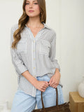 Stripe Button Down Shirt || Black