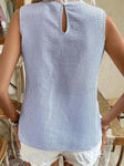 Stripe Lace Tank Top || Sky Blue