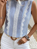Stripe Lace Tank Top || Sky Blue