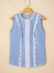 Stripe Lace Tank Top || Sky Blue