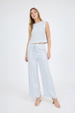 Stripe Blouse Wide Leg Pant Set || Blue