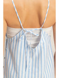 Striped Straight Neck Mini Dress || Blue