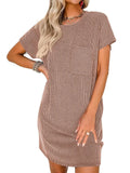 Short-Sleeved T-Shirt Dress || Light Brown