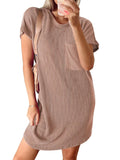 Short-Sleeved T-Shirt Dress || Light Brown