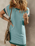 Short Sleeve T-Shirt Dress || Lake Green