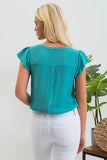 Tulip Sleeve Back Button Blouse || Kelly Green