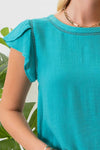 Tulip Sleeve Back Button Blouse || Kelly Green