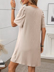 Twisted Stripes Midi Dresses || Apricot
