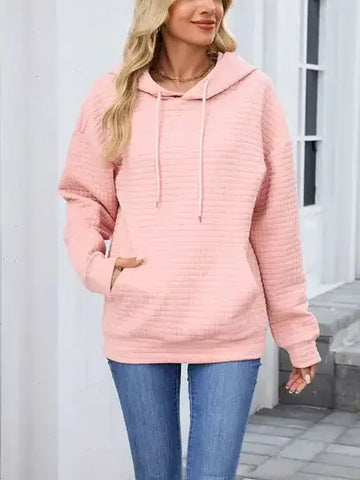 Waffle Knit Hoodie || Pink