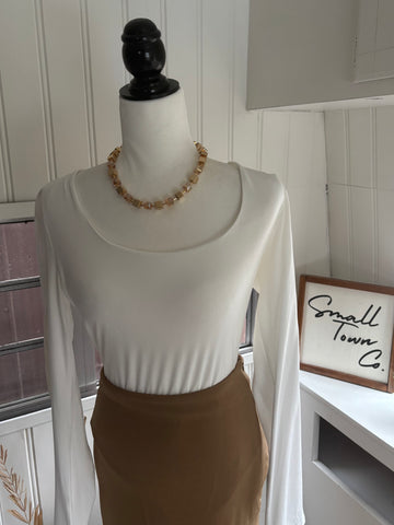 Round Neck Bodysuit || White