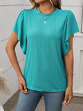 Ruffle Sleeve Short Sleeve T-Shirt || Turquoise Green