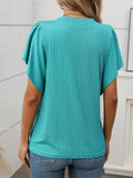 Ruffle Sleeve Short Sleeve T-Shirt || Turquoise Green