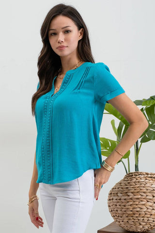 Front Lace Blouse || Teal