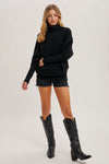 Slouch Neck Dolman Sleeved Pullover || Black