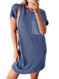 Short Sleeve T-Shirt Dress || Blue