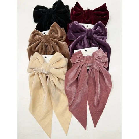 Assorted Large Velvet Bow Clips || Random Colour