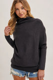 Slouch Neck Dolman Sleeved Pullover || Charcoal