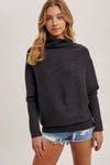 Slouch Neck Dolman Sleeved Pullover || Charcoal
