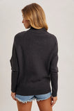 Slouch Neck Dolman Sleeved Pullover || Charcoal