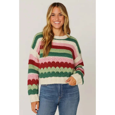Chunky Knit Sweater || Festive Striped