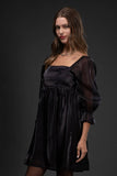 Shimmer Babydoll Dress || Black