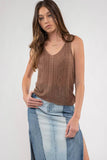 Cableknit Sleeveless Top || Brown
