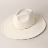 Flat Brim Fedora Hat || White
