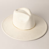 Flat Brim Fedora Hat || White