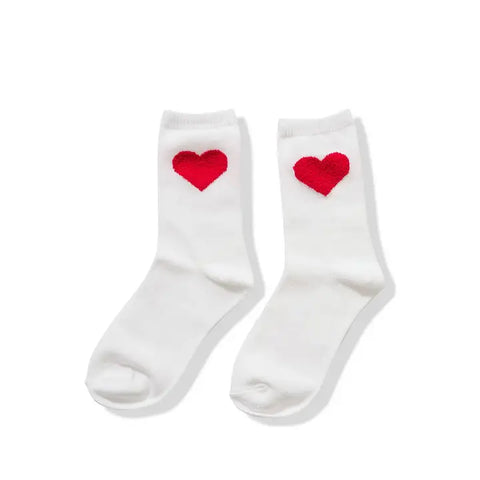 Heart Crew Socks || White
