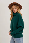 Slouch Neck Dolman Sleeved Pullover || Hunter Green