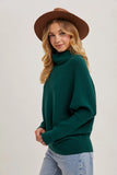 Slouch Neck Dolman Sleeved Pullover || Hunter Green