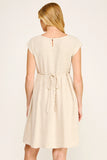 Cap Sleeve Midi Dress || Natural Linin