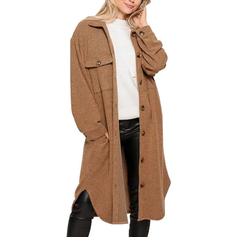 Oversized Waffle Jacket || Mocha